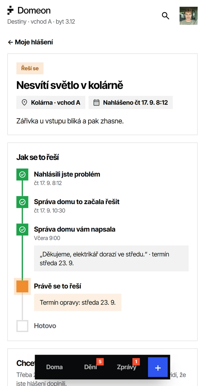 DOMEON – Moje hlášení